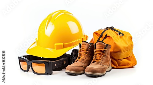 Construction safety equipment isolated on white