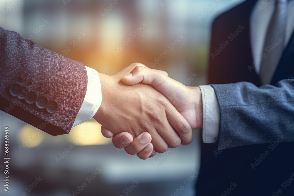 Close up of business people shaking hands in office. Success and teamwork concept.
Generative AI Close up of business people shaking hands in office. Success and teamwork concept.
Generative AI