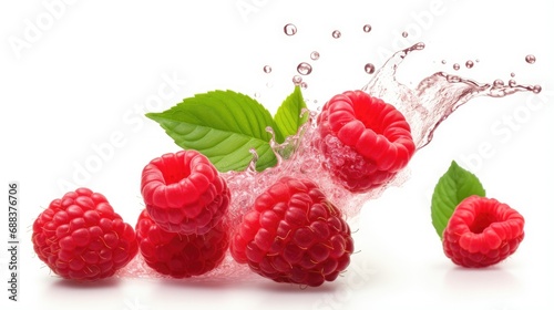 Falling Raspberry isolated on white background clipping
