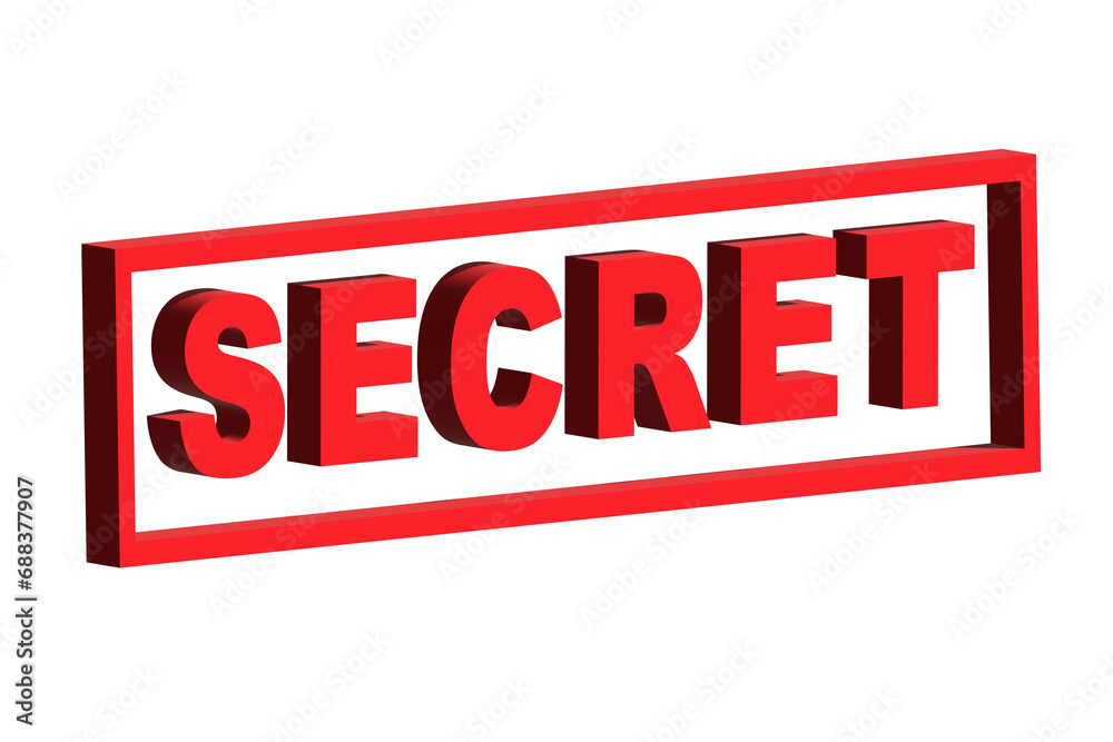 Secret word in red ink stamp 3D vector illustration with transparency