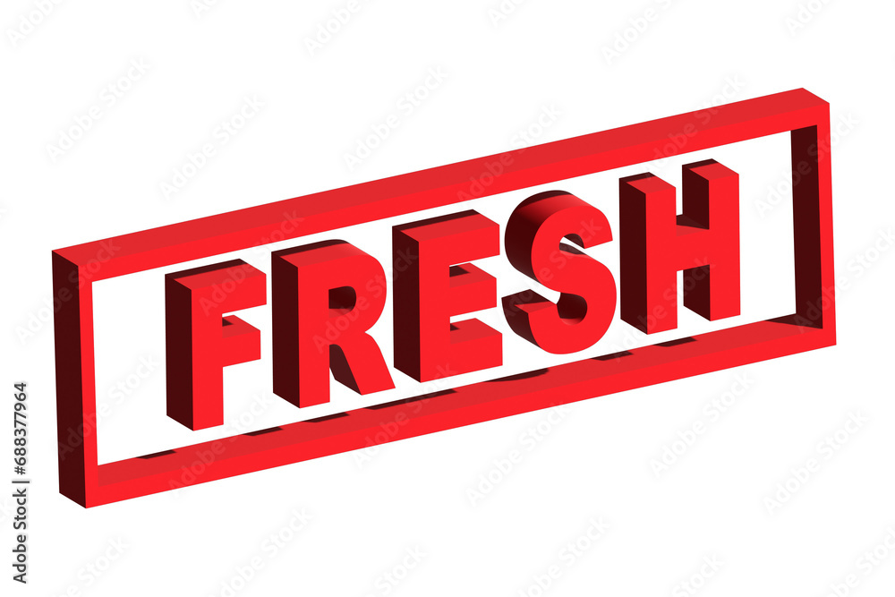 Fresh word in red ink stamp 3D vector illustration with transparency Fresh word in red ink stamp 3D vector illustration with transparency