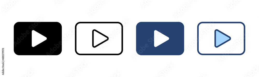 Play icon vector. Play button sign and symbol Play icon vector. Play button sign and symbol