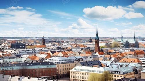 City of Gothenburg rooftops panoramic view 