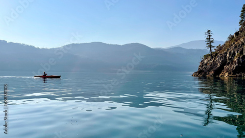 Kayak on the lake. Harrison Lake, BC, Canada photo