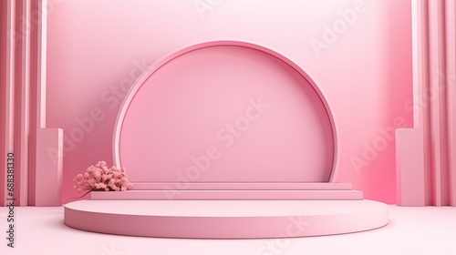 Show product podium scene. Abstact product 3D pink