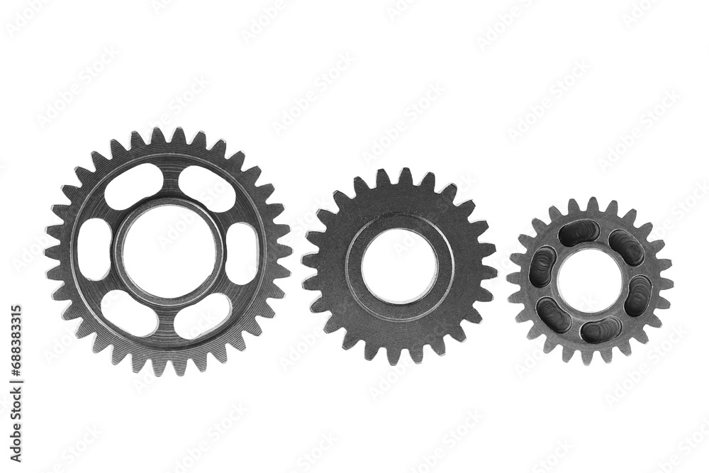 Metal gear isolated on white background for engine car and bike, teamwork business concept. Metal gear isolated on white background for engine car and bike, teamwork business concept.