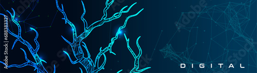 A background with digital style trees. Modern and futuristic background with trees and branches.