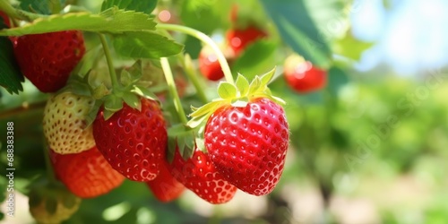 Strawberries growing in their natural environment