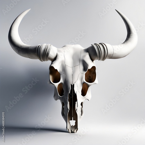 A bull's skull on a light background.