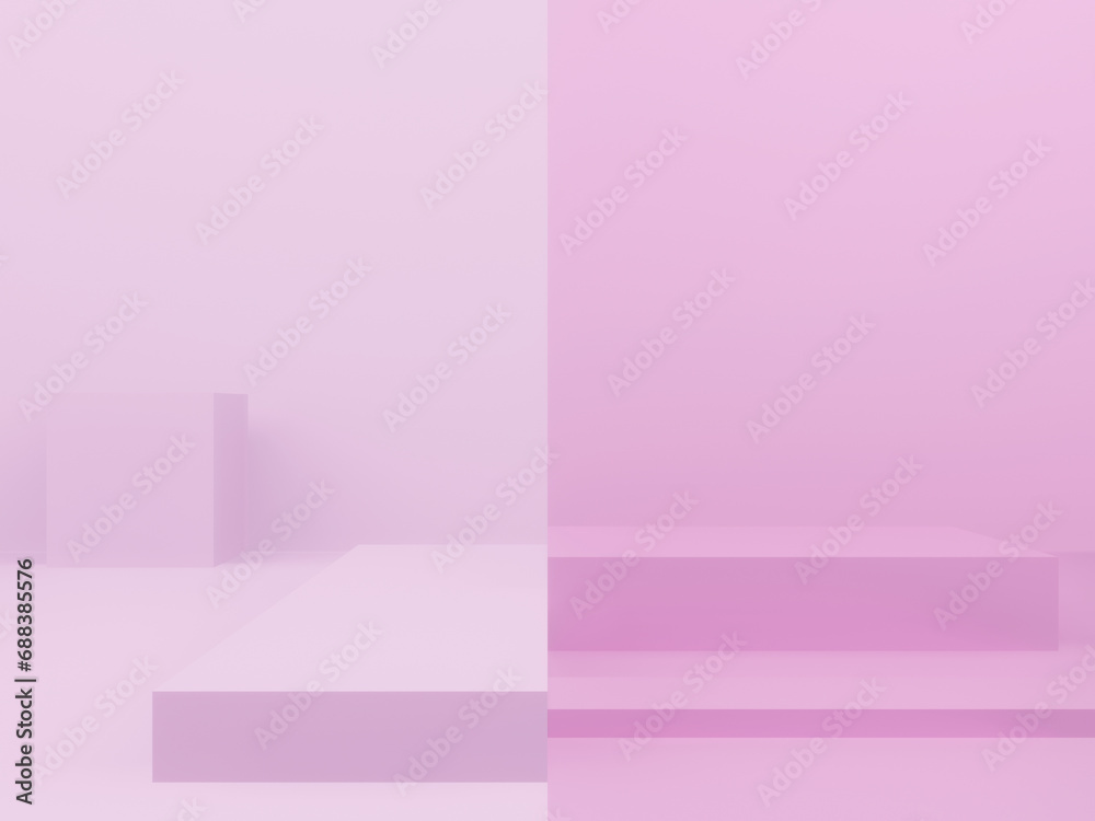 Fototapeta premium Pink geometric podium. Pink background