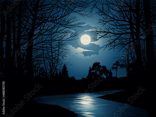 moon and tree
