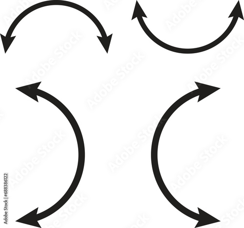 dual semi circle arrow icon set vector isolated on white background photo