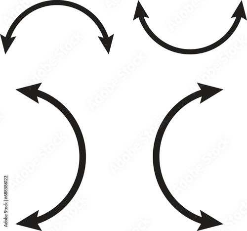 dual semi circle arrow icon set vector isolated on white background