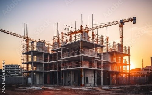 Building under construction, industrial development, construction site engineering