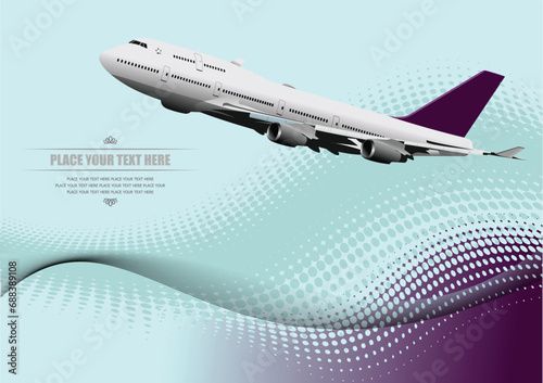 Corporate Business Technology Background with plane image – Vector Illustration