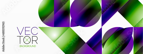 Serene gradient template. Circles and triangles mingle in minimalist perfection. Gentle fusion of forms and hues creates balanced yet captivating backdrop, embodying modern sophistication