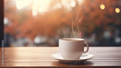 A Coffee on the table with a blurred background