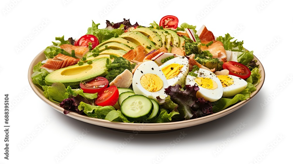 Rich plates of salad from green leaves mix and vegetable