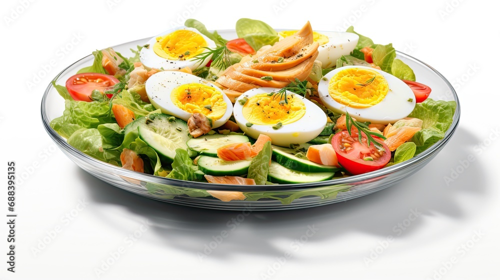 Rich plates of salad from green leaves mix and vegetable Rich plates of salad from green leaves mix and vegetable