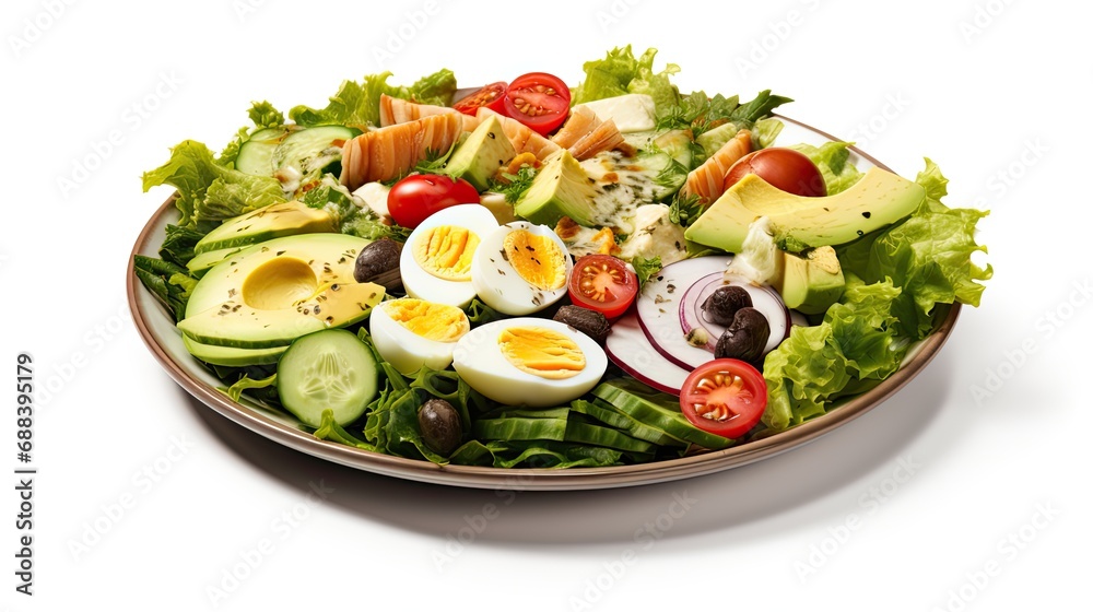 Rich plates of salad from green leaves mix and vegetable
