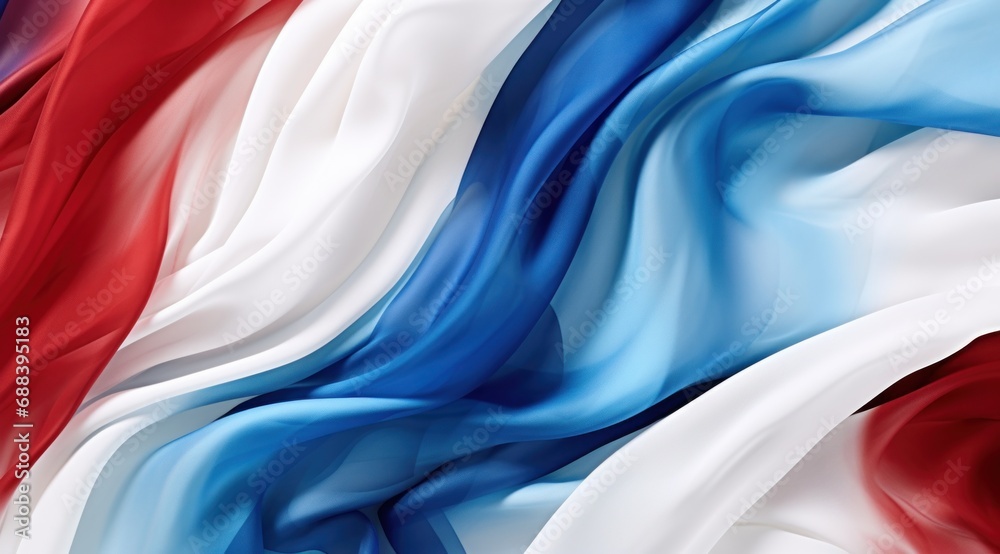 Belize flag colors Red, Blue, and White flowing fabric liquid haze background