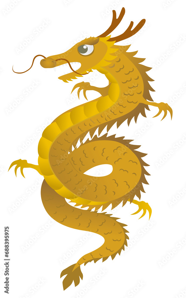Obraz premium Gold dragon vector design for New year 2024