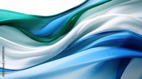 Lesotho flag colors Blue, White, and Green flowing fabric liquid haze background