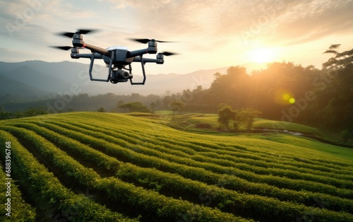 Drone in action over a tea ...