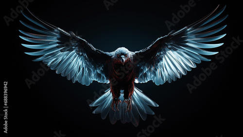 Valokuva eagle, large bird of prey on a black background, art, fantasy, unusual bright pr