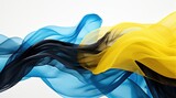 Bahamas flag colors Blue, Yellow, and Black flowing fabric liquid haze background