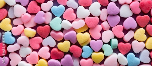 Valentine's Day candy with colorful conversation hearts.