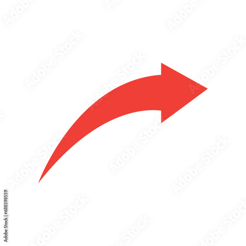 red arrow icon on white background. flat style. arrow icon for your web site design, logo, app, UI. arrow indicated the direction symbol. curved arrow sign.