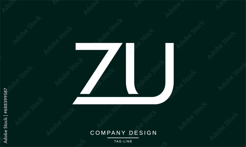 Obraz premium ZU, UZ, Abstract Letters Logo Monogram