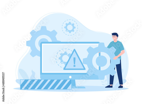 computer  troubleshooting service concept flat illustration