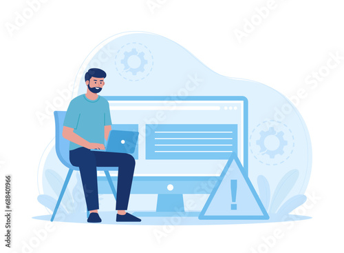 programming software problems on computers concept flat illustration