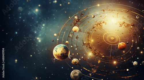 astrological background with planets and copy space photo