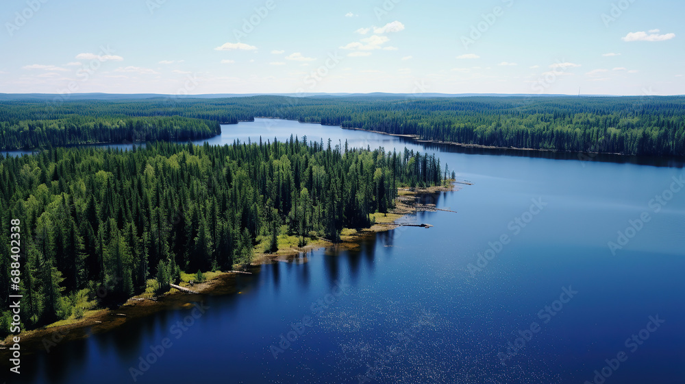 So called Plaskie lake aerial drone view.