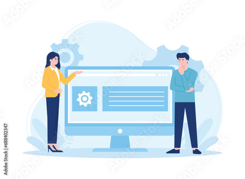 programming software problems on computers concept flat illustration