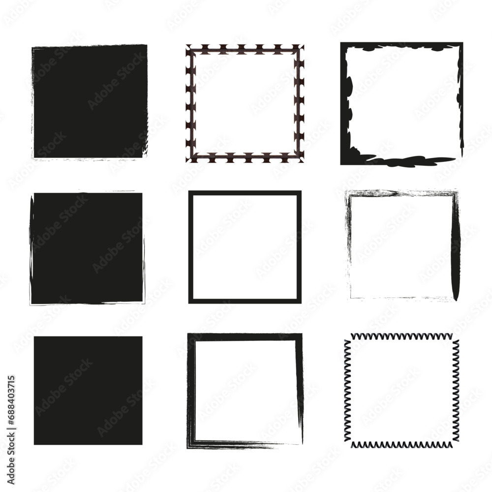 Set of grunge square. Vector illustration. EPS 10. Set of grunge square. Vector illustration. EPS 10.