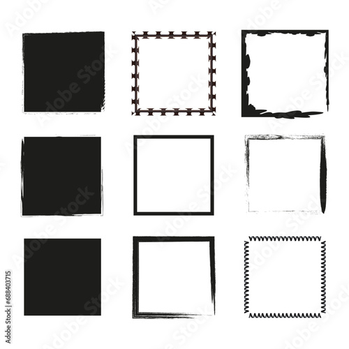 Set of grunge square. Vector illustration. EPS 10.
