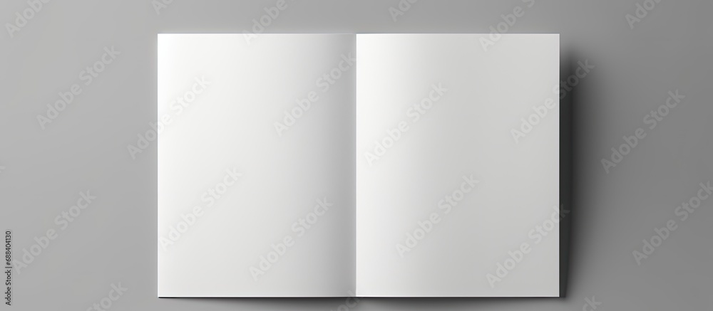 Back view of a blank white brochure mockup. Showing the cover of a leaflet.