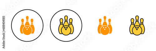 Bowling icon set for web and mobile app. bowling ball and pin sign and symbol.