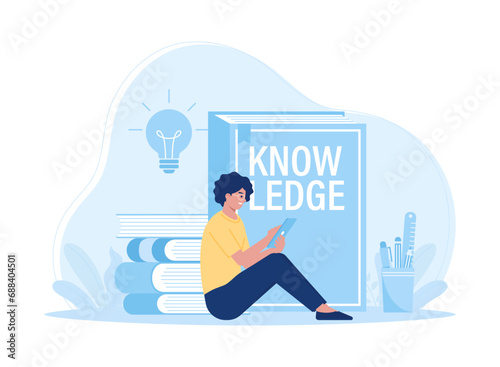 education learning concept likes to read people read or students study concept flat illustration