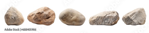 Collection of PNG. Stones isolated on a transparent background.