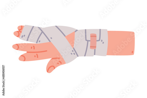 Bandaged Finger First Aid for Injured Body Part Vector Illustration