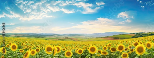 Beautiful Day Over sunflowers field