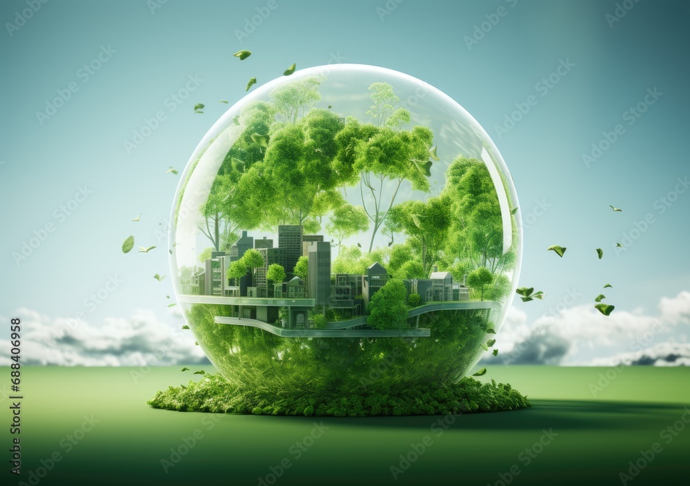 ESG economy environmental protection concept sustainable development climate change green energy recycle, Net zero and carbon neutral, green company concept.