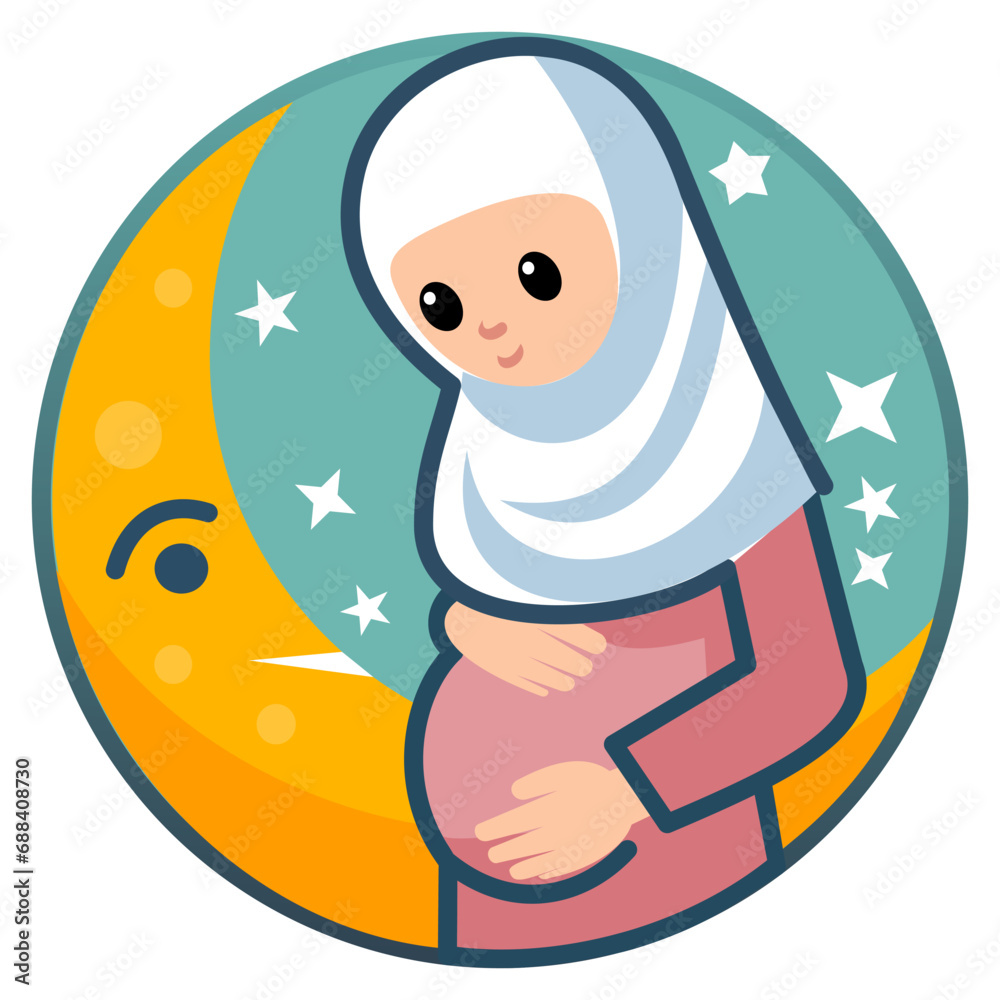 illustration of a pregnant woman who is waiting for the birth of the child in her womb