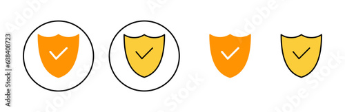 Shield check mark icon set for web and mobile app. Protection approve sign. Insurance icon
