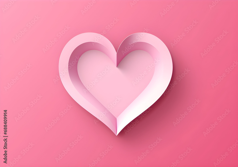 Valentines day background with pink hearts and heart frame. 3d rendering love 
